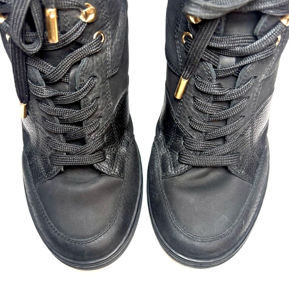 Louis Vuitton Black Leather/Suede Cliff Top Wedge Sneakers | 37 - Picture 4 of 9